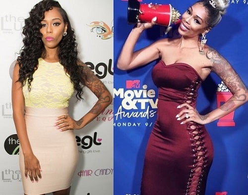 A picture of Adizia Bambi Benson before (left) and after (right).